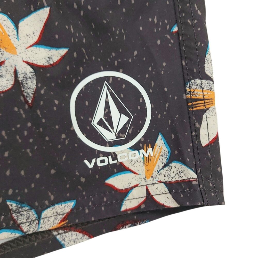 Volcom Board Shorts Mens Large Gray Floral Surfcore Coastal Retro Swim Trunks - Picture 8 of 11